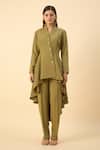 Buy_Aakaar_Green Moss Crepe Tunic And Pant Set _Online_at_Aza_Fashions