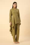 Shop_Aakaar_Green Moss Crepe Tunic And Pant Set _Online_at_Aza_Fashions