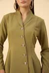 Aakaar_Green Moss Crepe Tunic And Pant Set _at_Aza_Fashions