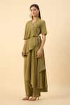 Aakaar_Green Draped Tunic And Pant Set _Online_at_Aza_Fashions