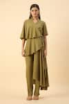 Buy_Aakaar_Green Draped Tunic And Pant Set _Online_at_Aza_Fashions