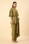 Aakaar_Green Draped Tunic And Pant Set _at_Aza_Fashions