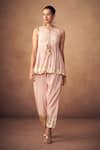 Shop_Taavare_Pink Embroidered Tunic And Pant Set _at_Aza_Fashions