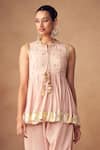 Taavare_Pink Embroidered Tunic And Pant Set _Online_at_Aza_Fashions