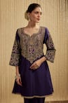 Buy_Mehak Murpana_Purple Silk Chanderi Kurta Pant Set _Online_at_Aza_Fashions