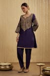 Buy_Mehak Murpana_Purple Silk Chanderi Kurta Pant Set _at_Aza_Fashions