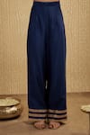 Mehak Murpana_Royal Blue Silk Chanderi Kurta Set _Online_at_Aza_Fashions