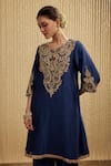 Buy_Mehak Murpana_Royal Blue Silk Chanderi Kurta Set _Online_at_Aza_Fashions