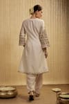 Shop_Mehak Murpana_Ivory Silk, Chanderi, Crepe Embroidery Round Neck Kurta Pant Set _at_Aza_Fashions