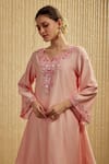 Buy_Mehak Murpana_Baby Pink Silk Chanderi Kurta Set _Online_at_Aza_Fashions