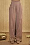 Buy_Mehak Murpana_Mauve Silk, Chanderi Embroidery Round Neck Pink Kurta Pant Set _Online_at_Aza_Fashions
