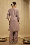 Shop_Mehak Murpana_Mauve Silk, Chanderi Embroidery Round Neck Pink Kurta Pant Set _at_Aza_Fashions