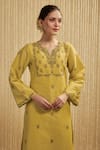 Mehak Murpana_Embroidered Yellow Kurta And Pant Set _Online_at_Aza_Fashions