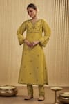 Buy_Mehak Murpana_Embroidered Yellow Kurta And Pant Set _at_Aza_Fashions