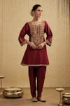 Buy_Mehak Murpana_Designer Red Silk Chanderi Kurta Set _at_Aza_Fashions