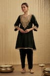 Buy_Mehak Murpana_Dark Green Silk Chanderi Kurta Set _at_Aza_Fashions