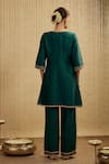 Shop_Mehak Murpana_Teal Silk, Chanderi Embroidery Round Neck Green Kurta Set _at_Aza_Fashions