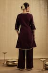 Shop_Mehak Murpana_Wine Silk Chanderi Kurta Set _at_Aza_Fashions