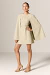 Buy_Manika Nanda_Beige Astra Cape Dress With Belt _at_Aza_Fashions