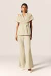 Buy_Manika Nanda_Beige Off Shoulder Cord Set _at_Aza_Fashions