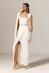 Buy_Manika Nanda_Ivory Cape Gown With Belt _Online_at_Aza_Fashions