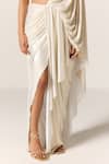 Manika Nanda_Ivory Metallic Lycra Slit Saree _at_Aza_Fashions