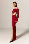 Shop_Manika Nanda_Deep Red Star Cutout Gown _at_Aza_Fashions
