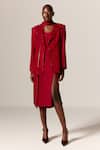 Buy_Manika Nanda_Deep Red Blazer Dress Set _at_Aza_Fashions