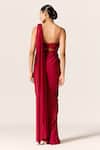 Shop_Manika Nanda_Deep Red Sitara Draped Saree With Blouse _at_Aza_Fashions