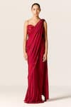 Buy_Manika Nanda_Deep Red Sitara Draped Saree With Blouse _Online_at_Aza_Fashions