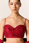 Buy_Manika Nanda_Deep Red Sitara Draped Saree With Blouse 