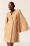 Manika Nanda_Beige Chantilly Lace Cape Blazer Dress _Online_at_Aza_Fashions
