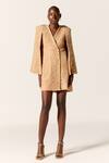 Buy_Manika Nanda_Beige Chantilly Lace Cape Blazer Dress _Online_at_Aza_Fashions