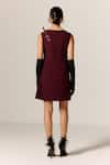 Shop_Manika Nanda_Maroon Starling Shift Dress _at_Aza_Fashions