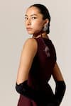 Manika Nanda_Maroon Starling Shift Dress _Online_at_Aza_Fashions