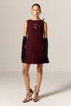 Buy_Manika Nanda_Maroon Starling Shift Dress _at_Aza_Fashions