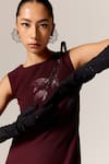 Manika Nanda_Maroon Starling Shift Dress _at_Aza_Fashions