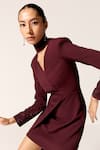 Manika Nanda_Maroon Galaxy Asymmetric Dress _at_Aza_Fashions
