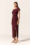 Manika Nanda_Maroon Lynx Skirt Set _Online_at_Aza_Fashions