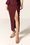 Manika Nanda_Maroon Lynx Skirt Set _at_Aza_Fashions