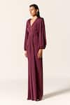 Manika Nanda_Maroon Draped Gown _Online_at_Aza_Fashions