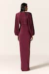Shop_Manika Nanda_Maroon Draped Gown _at_Aza_Fashions