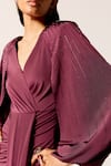 Shop_Manika Nanda_Maroon Draped Gown _Online_at_Aza_Fashions