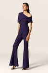 Buy_Manika Nanda_Blue Carina Power Cord Top And Trumpet Pant Set _at_Aza_Fashions