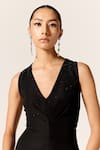 Manika Nanda_Black Skylar Fitted Midi Dress _Online_at_Aza_Fashions
