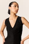 Buy_Manika Nanda_Black Skylar Fitted Midi Dress _Online_at_Aza_Fashions