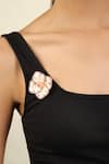 Isharya_Pink Rhinestones Whimsical Blossom Brooch _at_Aza_Fashions