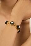 Shop_Isharya_Black Crystals Midnight Luxe Cuff Bracelet _Online_at_Aza_Fashions