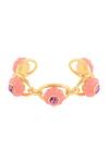 Shop_Isharya_Pink Crystals Rosy Garden Cuff Bracelet _at_Aza_Fashions