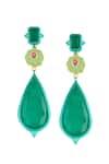 Shop_Isharya_Green Verdant Whimsy Dangler Earrings _at_Aza_Fashions